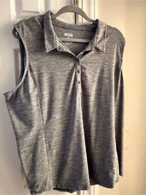Duluth Trading Co Gray Sleeveless Polo Tank Top